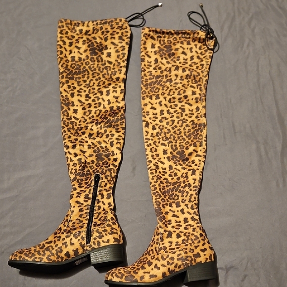Buckle Brown Over the Knee Boots with Suede Finish - Picture 1 of 3